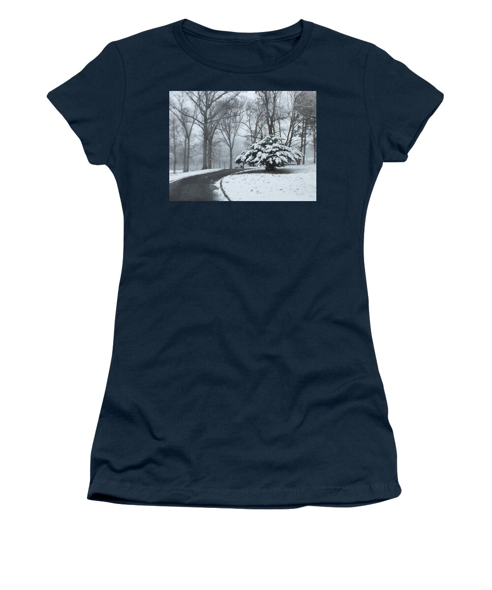 Snow Women's T-Shirt featuring the photograph Snow Covered Trees by Nicholas Small