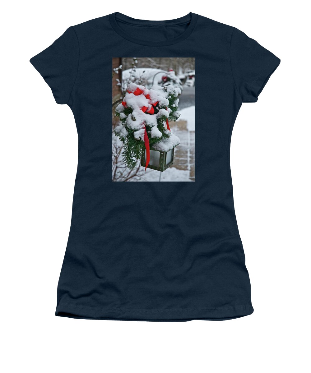 Christmas Women's T-Shirt featuring the photograph Snow Latern by Norman Peay
