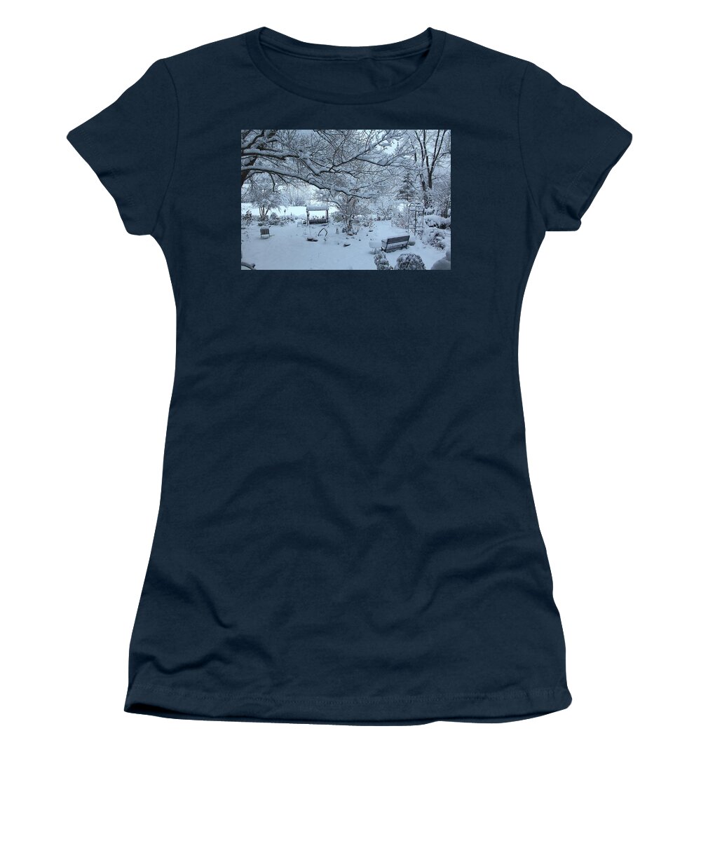 Snow Women's T-Shirt featuring the photograph Snowplosion by Allen Nice-Webb