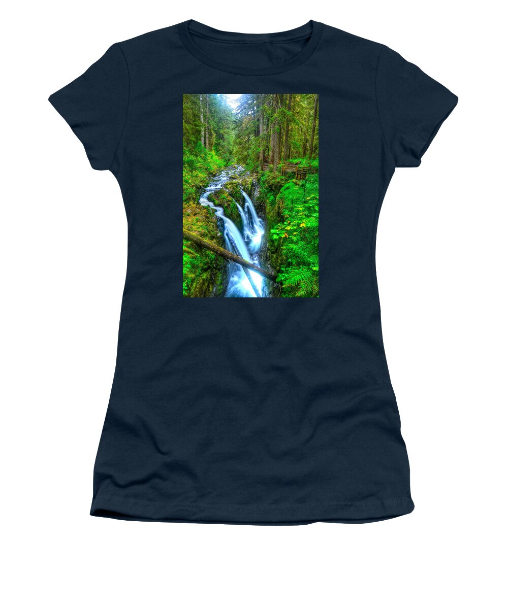 Olympic National Park Women's T-Shirt featuring the photograph Sol Duc Falls by Don Mercer