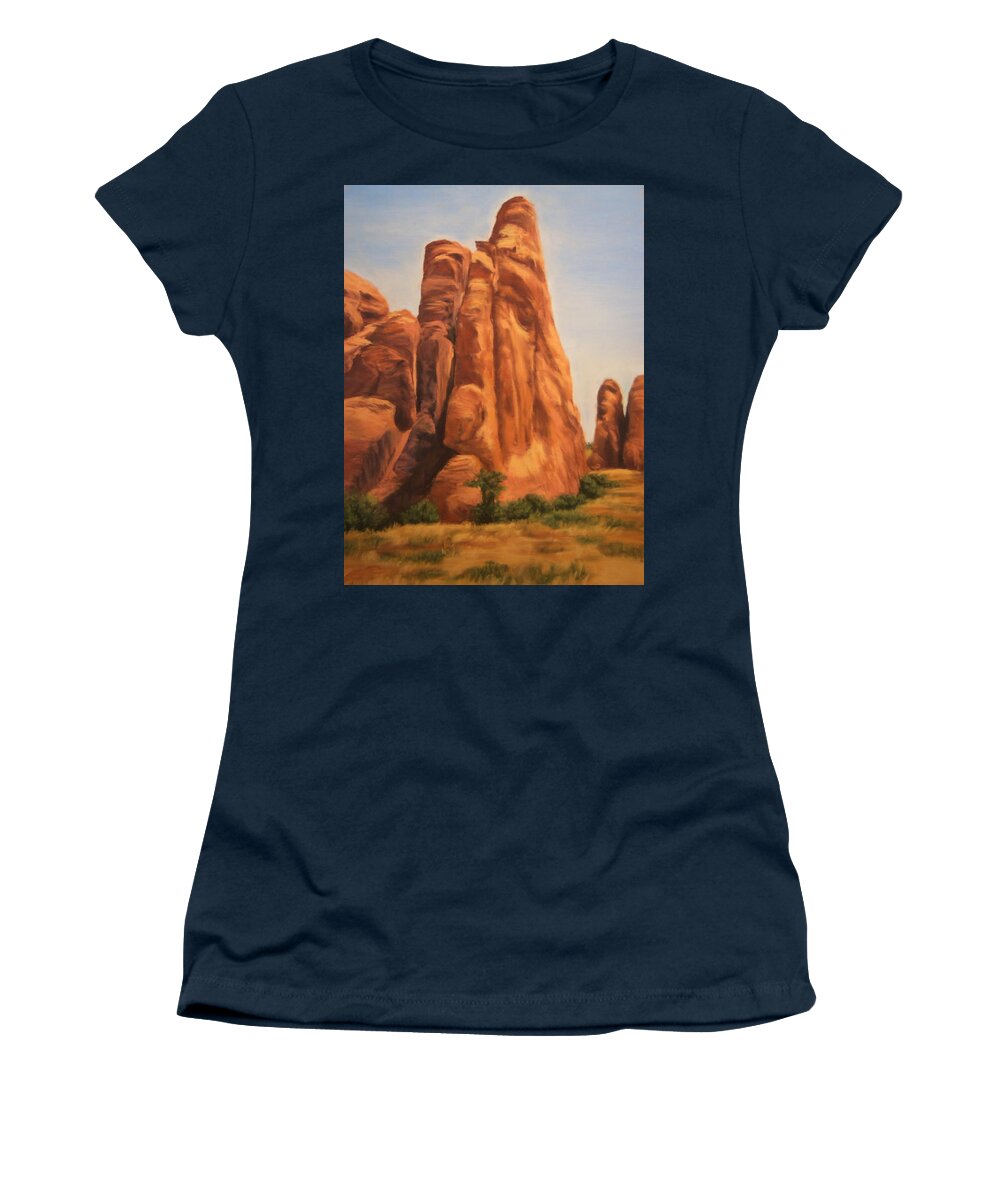 Arches National Park Women's T-Shirt featuring the painting Solid Fusion by Sandi Snead