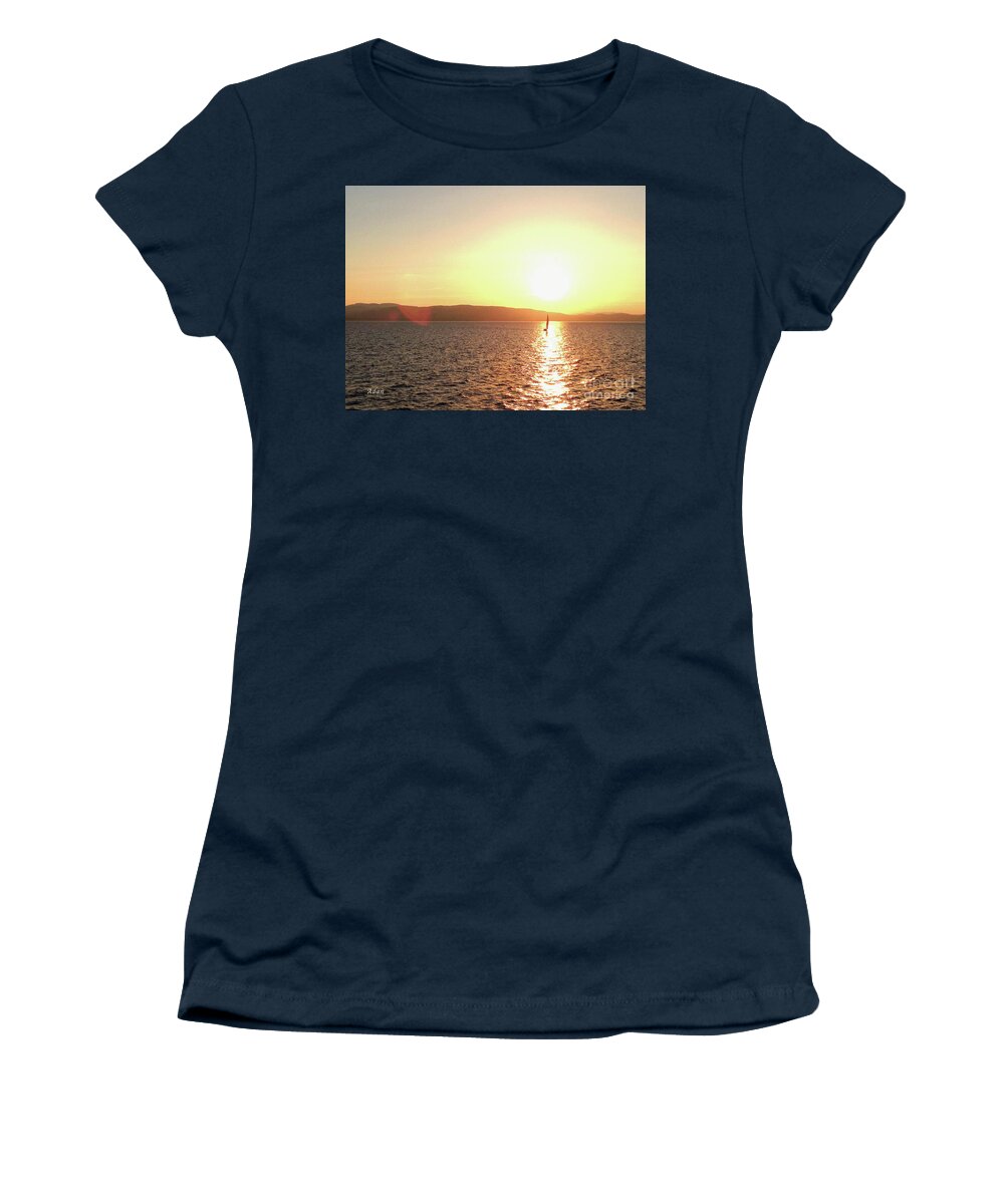 Sailboat On Water Women's T-Shirt featuring the photograph Solitary Sailboat by Felipe Adan Lerma