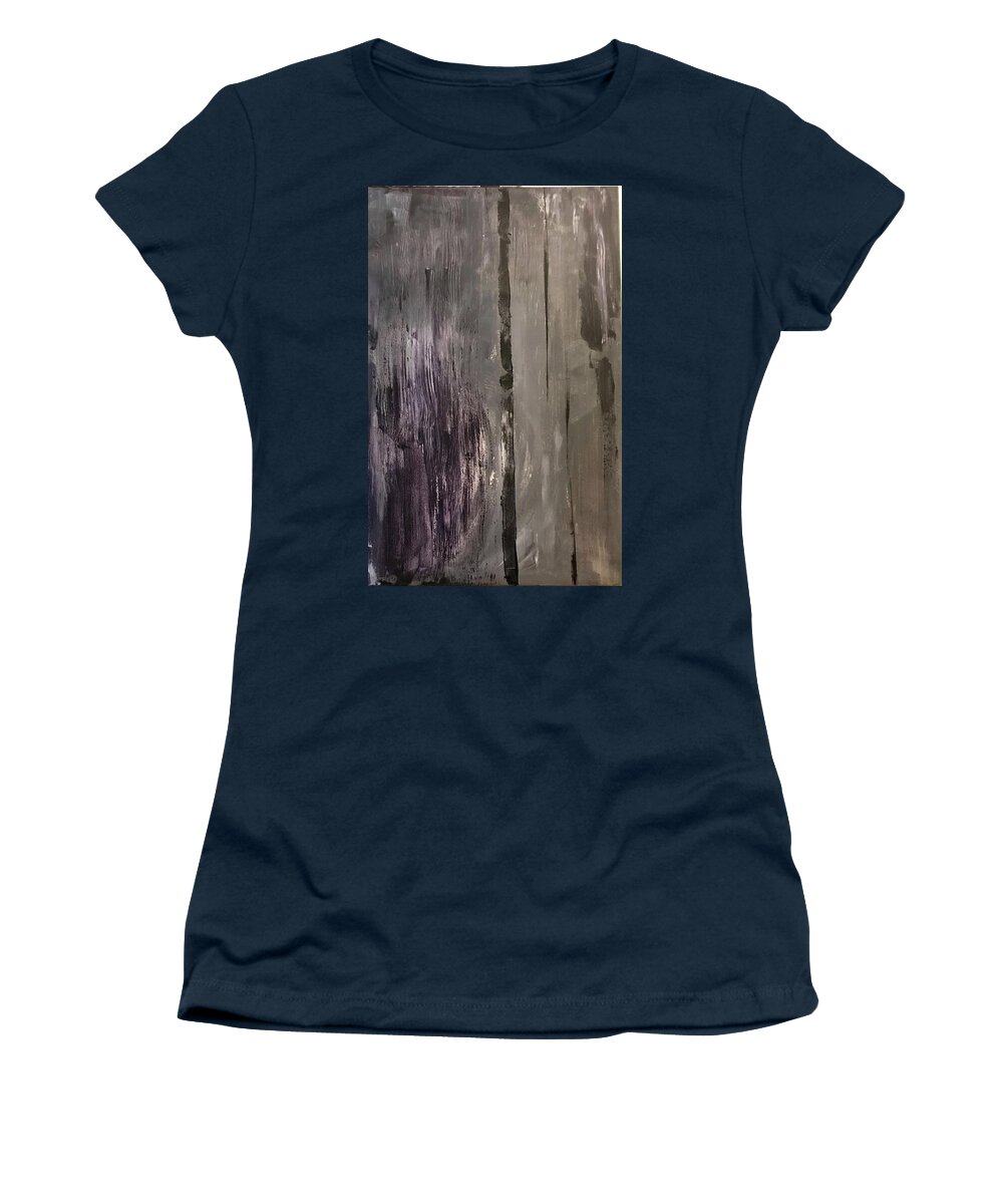 Acrylic Women's T-Shirt featuring the painting Somber Moments by Laura Jaffe