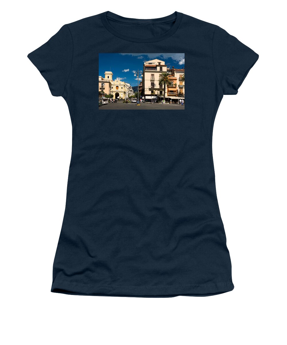 Piazza San Antonio Women's T-Shirt featuring the photograph Sorrento Italy Piazza by Sally Weigand