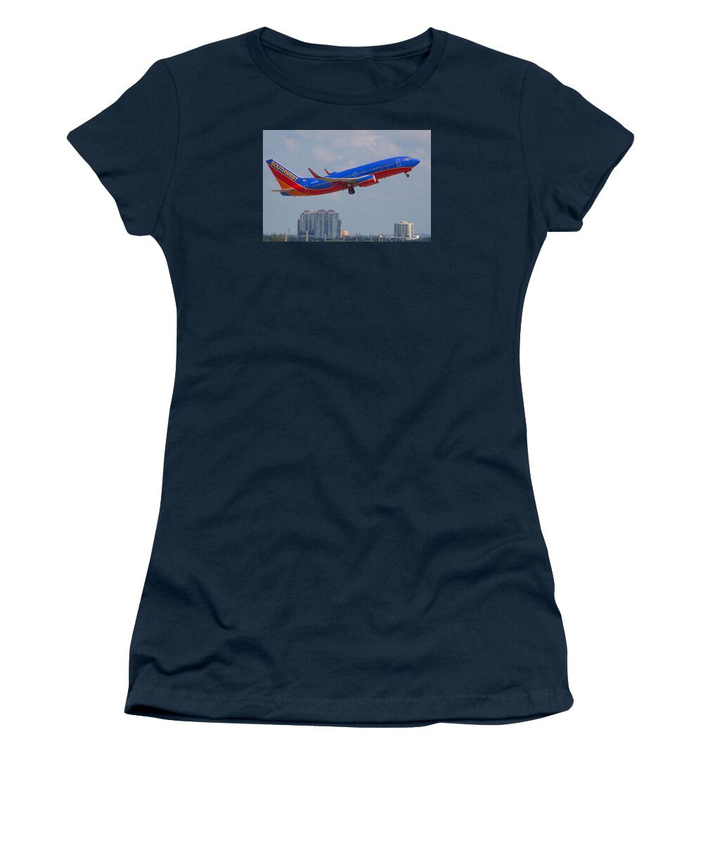 Airline Women's T-Shirt featuring the photograph Southwest Airlines by Dart Humeston