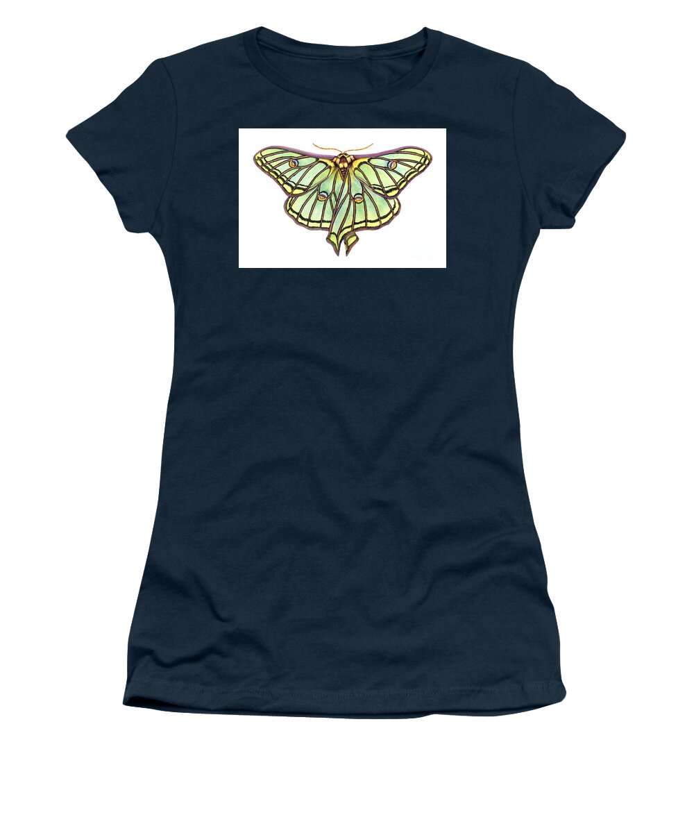 Spanish Moon Moth Women's T-Shirt featuring the painting Spanish Moon Moth by Lucy Arnold
