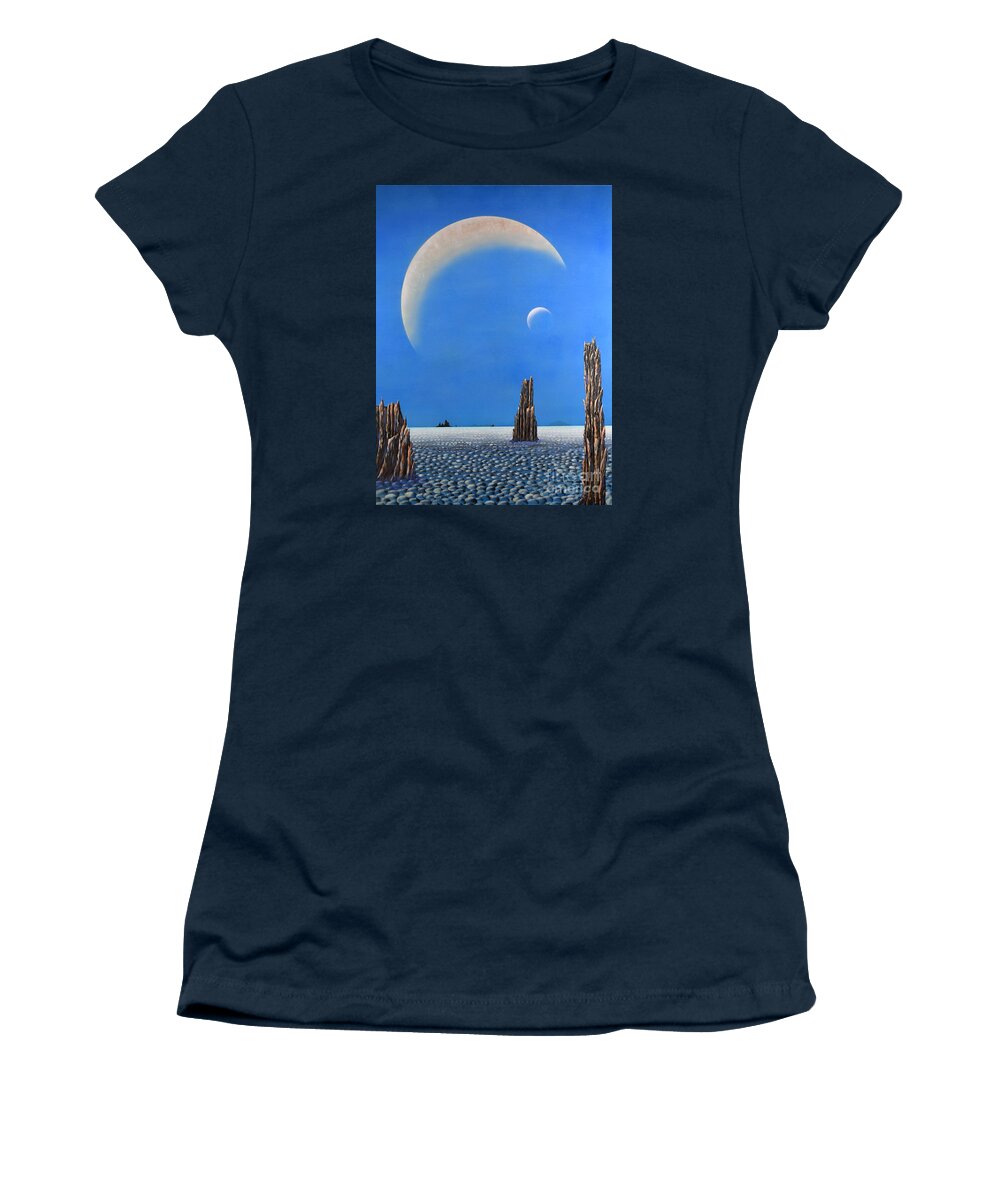 Moon Women's T-Shirt featuring the painting Spires of Triton by Mary Scott