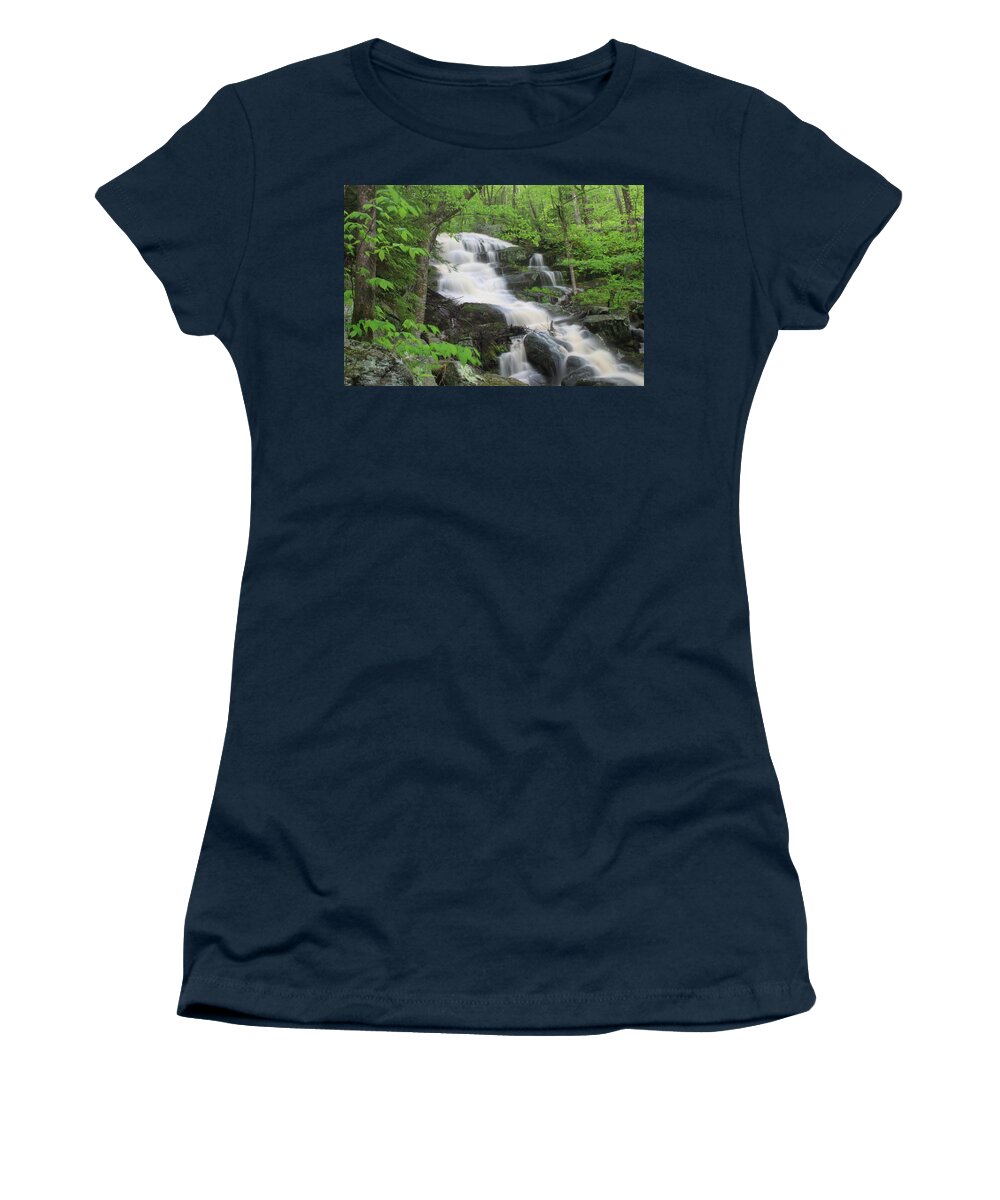 Waterfall Women's T-Shirt featuring the photograph Spirit Falls Royalston Massachusetts by John Burk