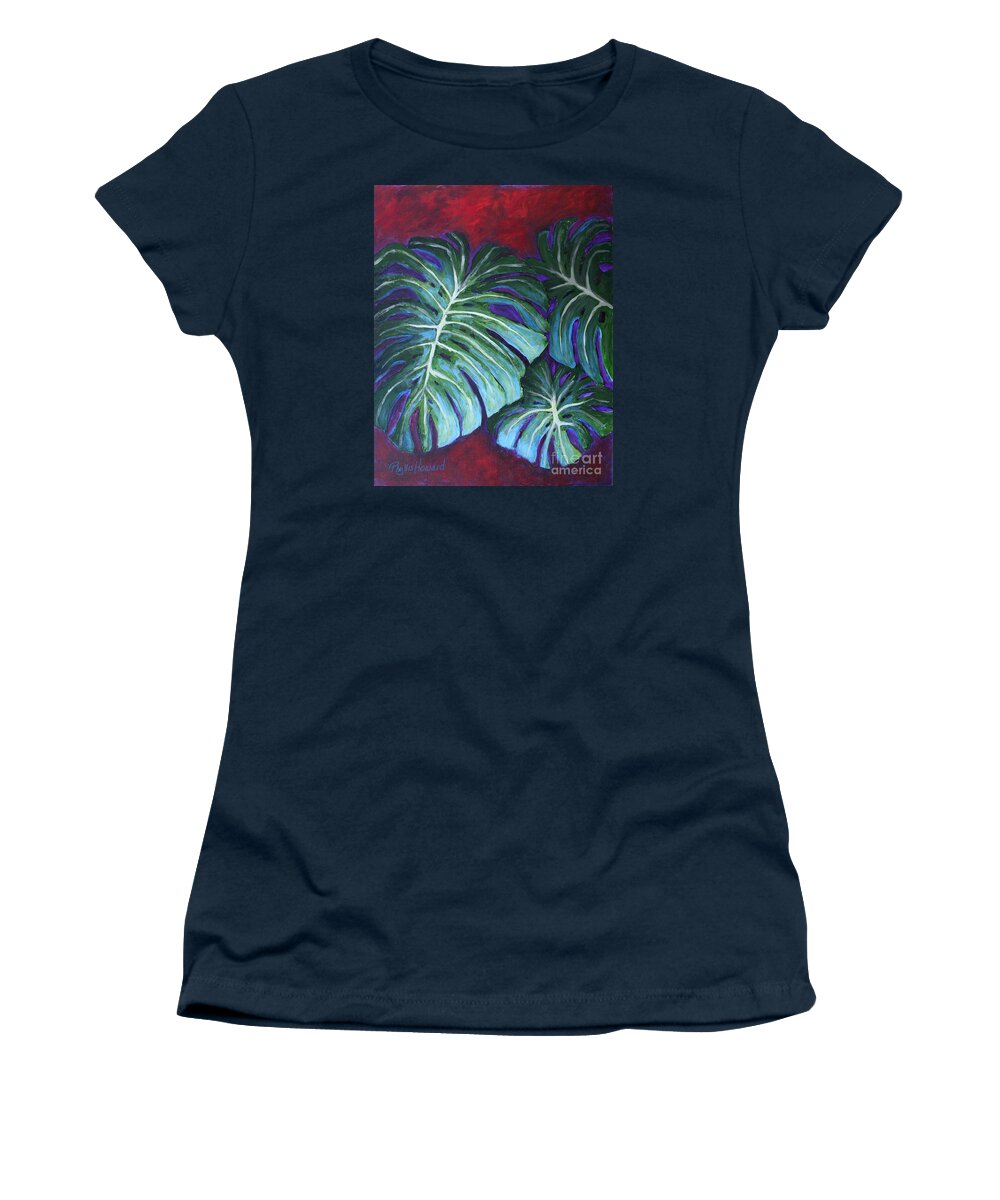 Leaves Women's T-Shirt featuring the painting Split Leaf Philodendron by Phyllis Howard