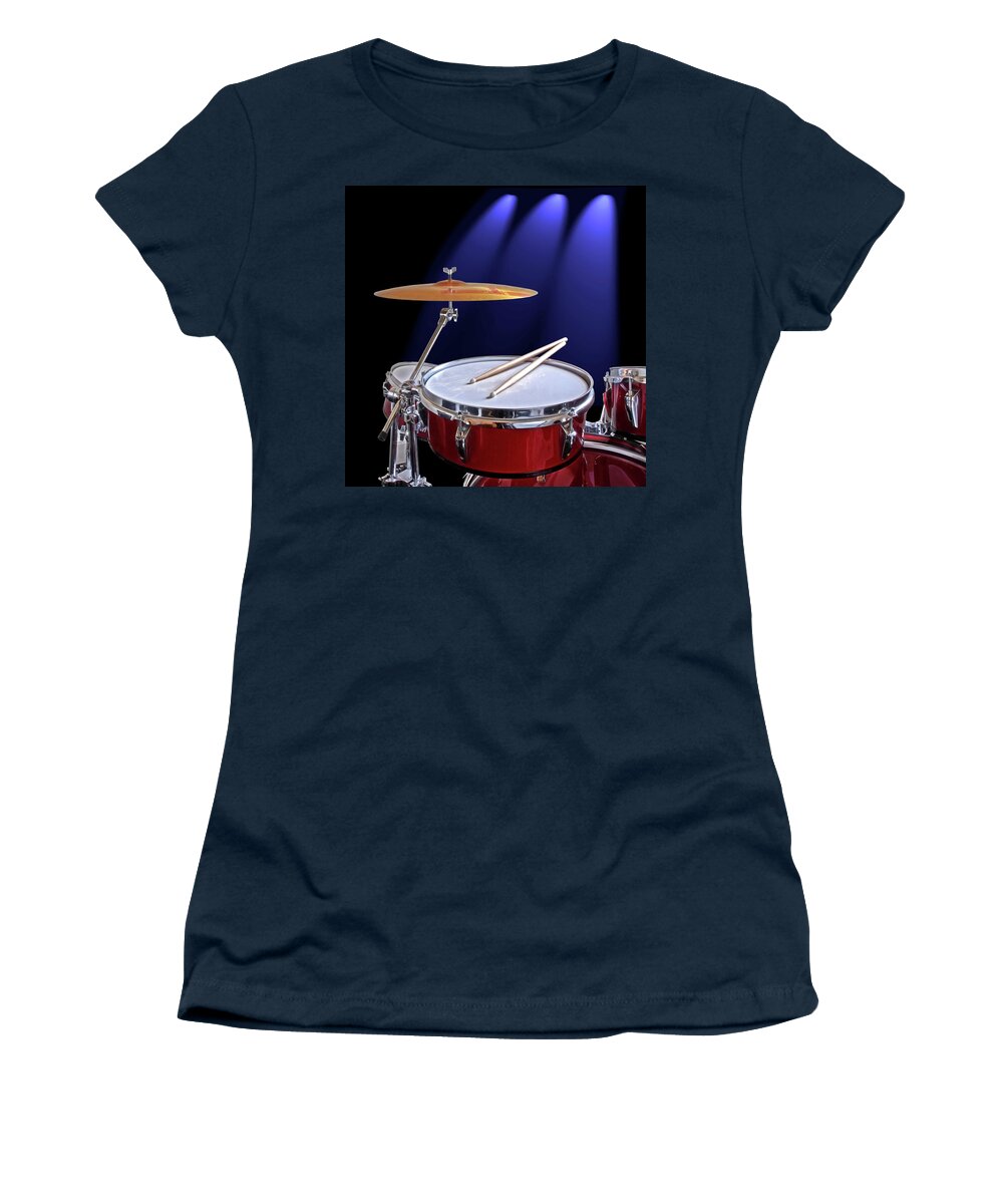Music Women's T-Shirt featuring the photograph Spotlight on Drums by Gill Billington