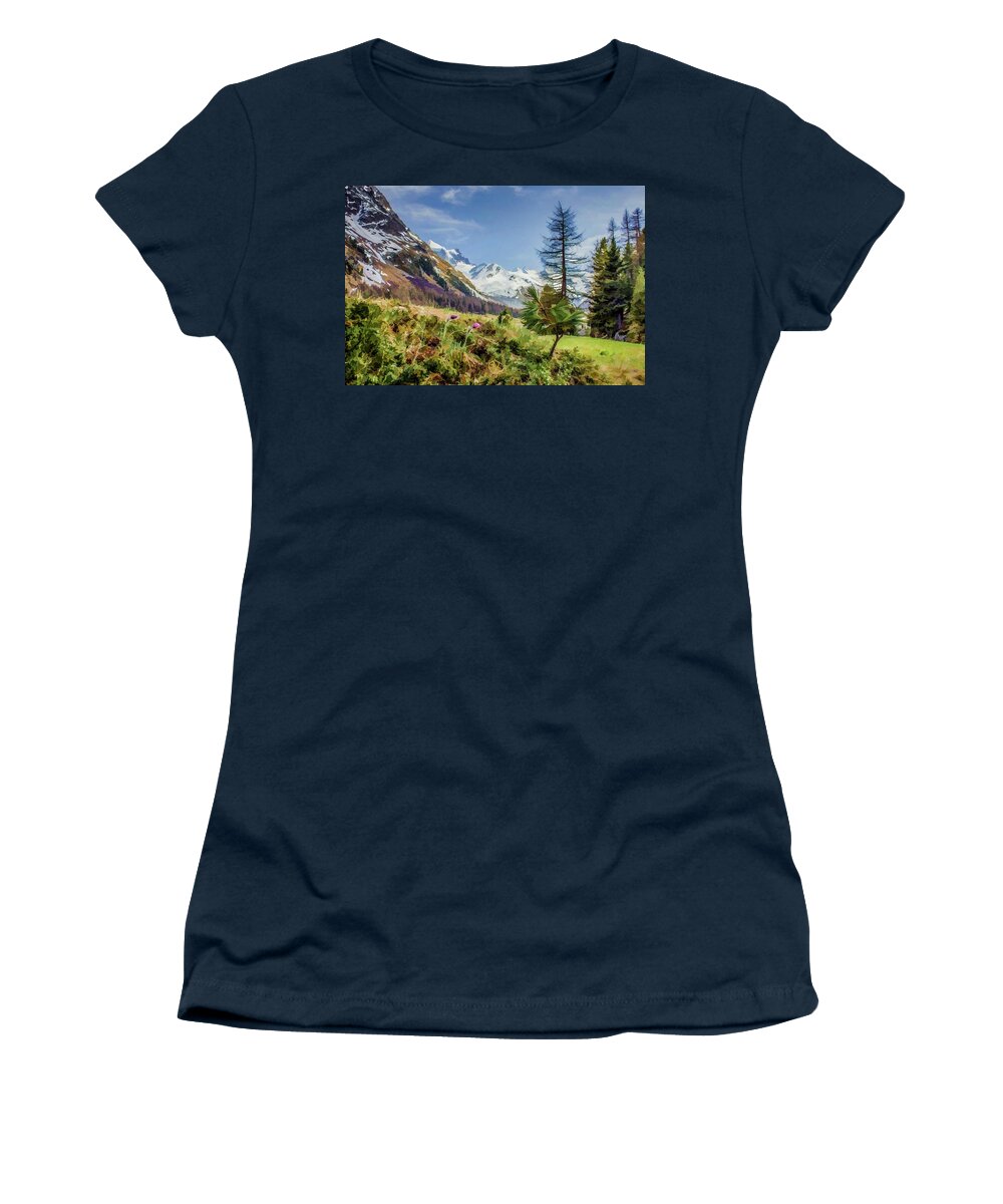 Switzerland Women's T-Shirt featuring the digital art Spring in Switzerland by Lisa Lemmons-Powers