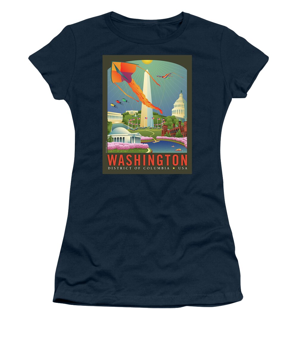 Kite Festival Women's T-Shirt featuring the digital art Spring in Washington D.C. by Joe Barsin