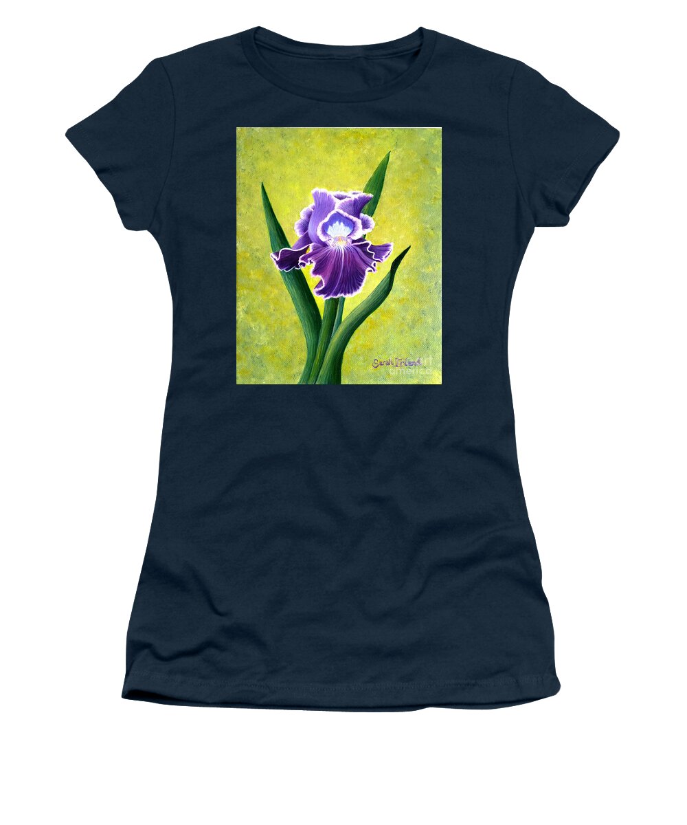 Portrait Women's T-Shirt featuring the painting Spring Iris by Sarah Irland