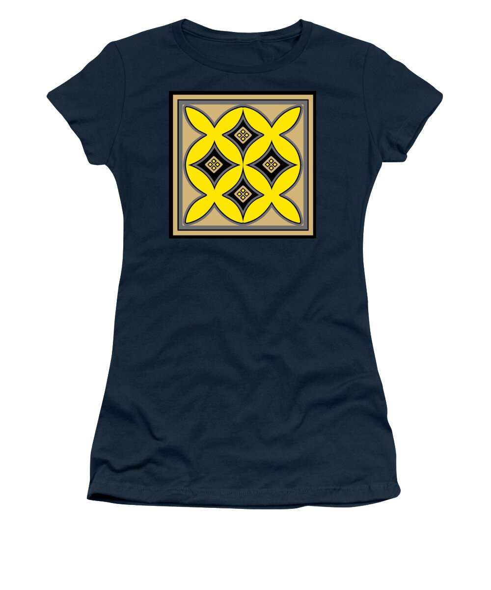  Women's T-Shirt featuring the drawing Spring yellow Easter mandala pattern by Heidi De Leeuw