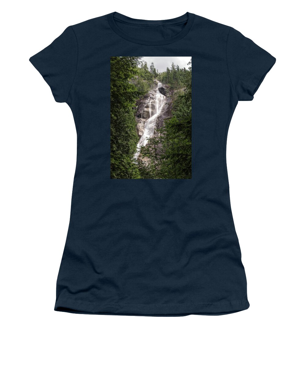 Waterfall Women's T-Shirt featuring the photograph Squamish Waterfall by Lawrence Knutsson