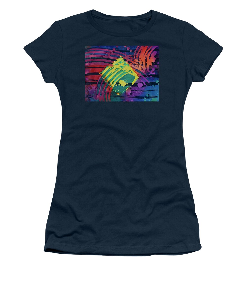 Abstract Women's T-Shirt featuring the painting Square S And Other Shapes by Barbara Pease