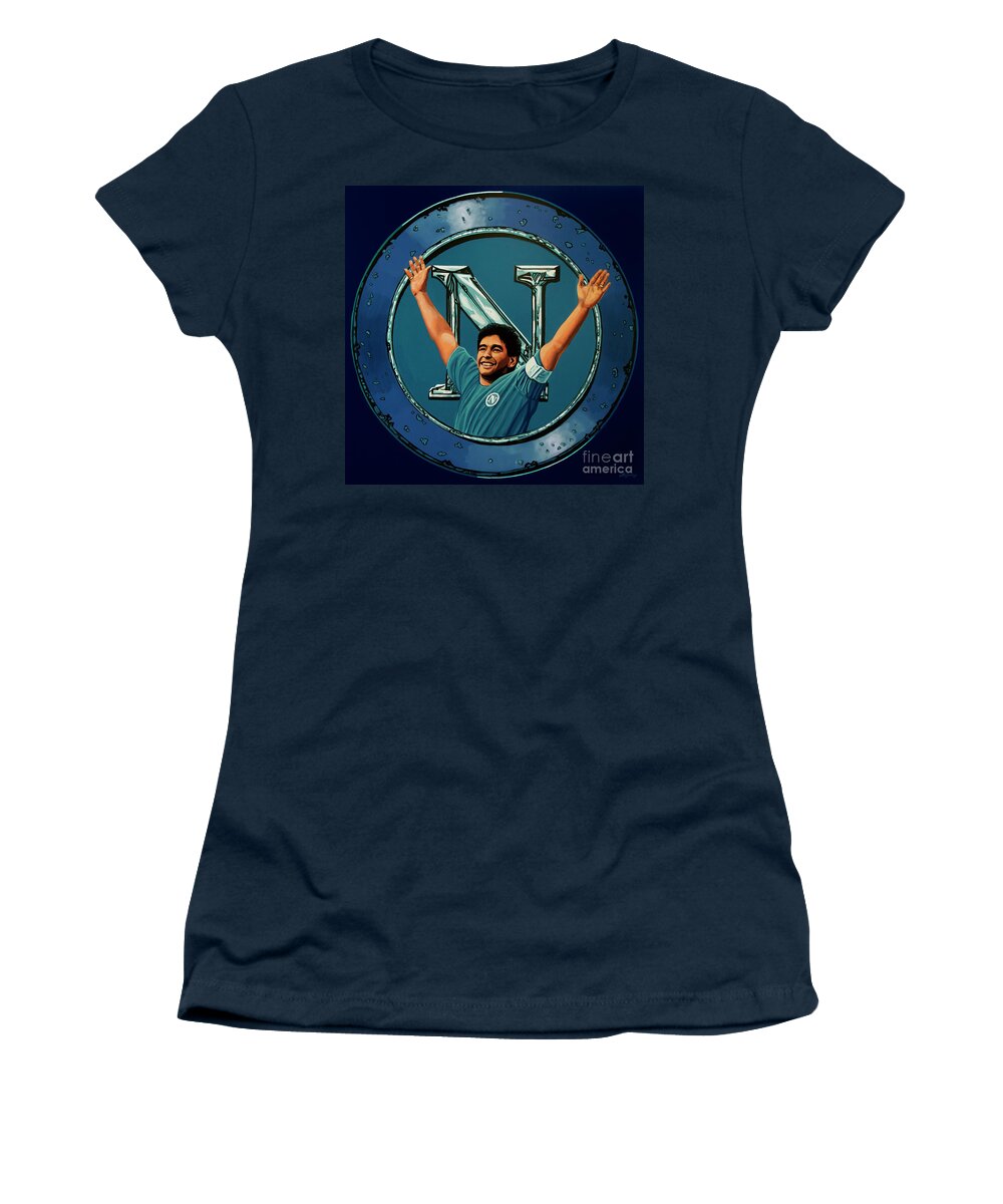 Ssc Napoli Women's T-Shirt featuring the painting SSC Napoli Painting by Paul Meijering