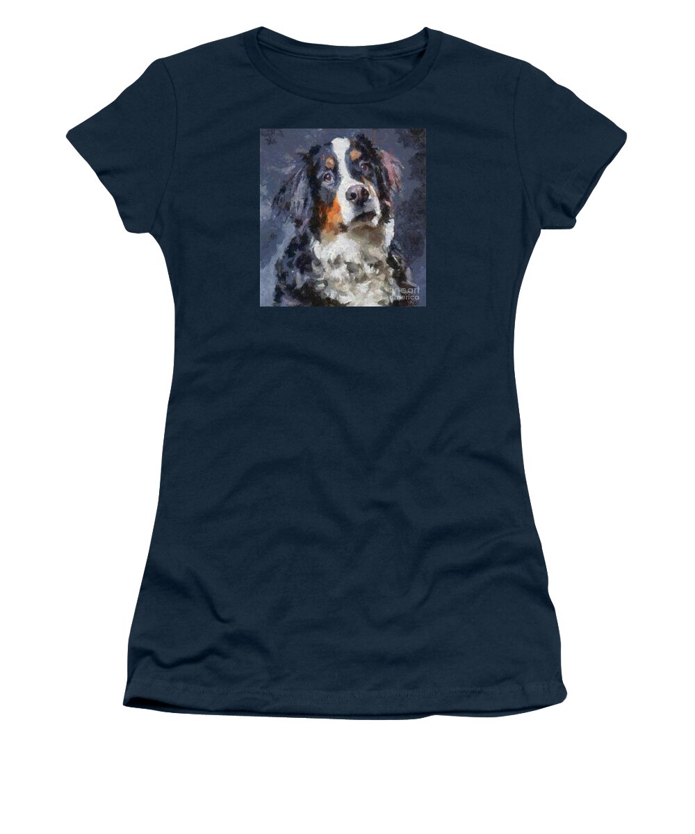 Portraits Women's T-Shirt featuring the painting St. Bernard Dog by Dragica Micki Fortuna
