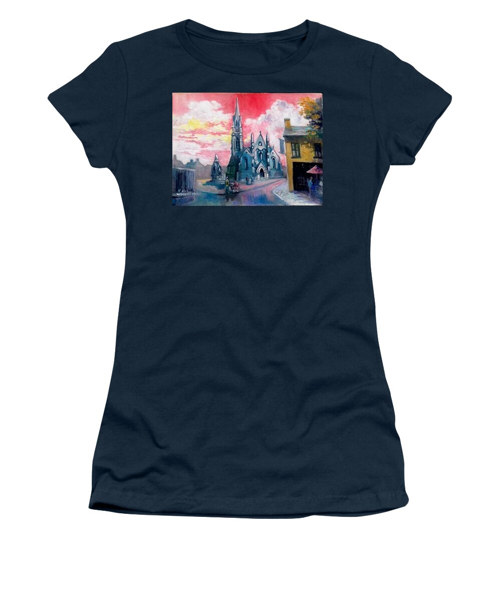 Ireland Women's T-Shirt featuring the painting St Johns Cathedral Limerick Ireland by Paul Weerasekera