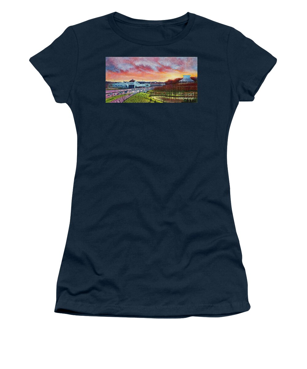 St. Louis Women's T-Shirt featuring the painting St. Louis Science Center and the Planetarium by Michael Frank