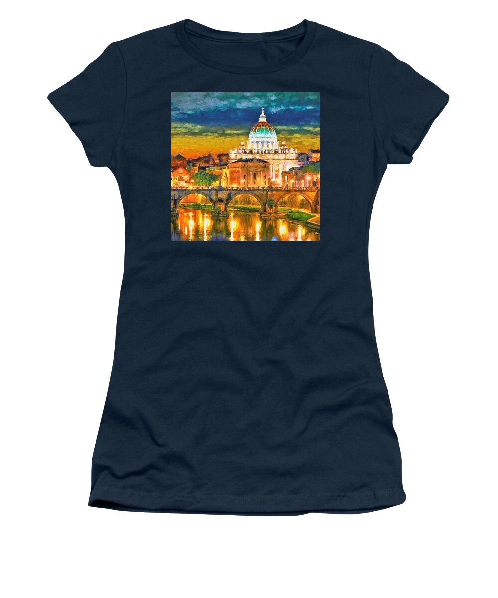 Catholic Women's T-Shirt featuring the painting St. Peter's Basilica Nbr 1 by Will Barger