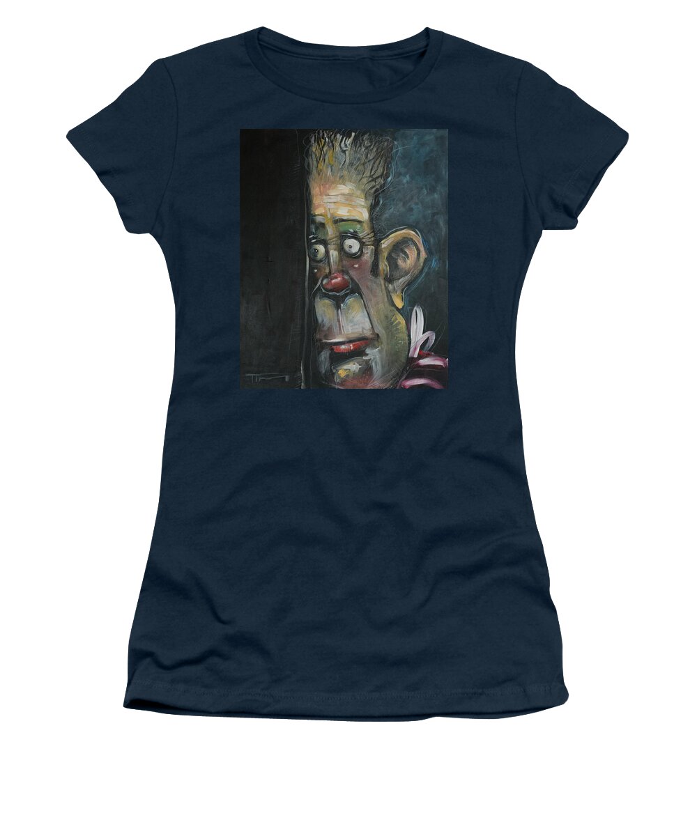 Stage Fright Women's T-Shirt featuring the painting Stage Fright by Tim Nyberg