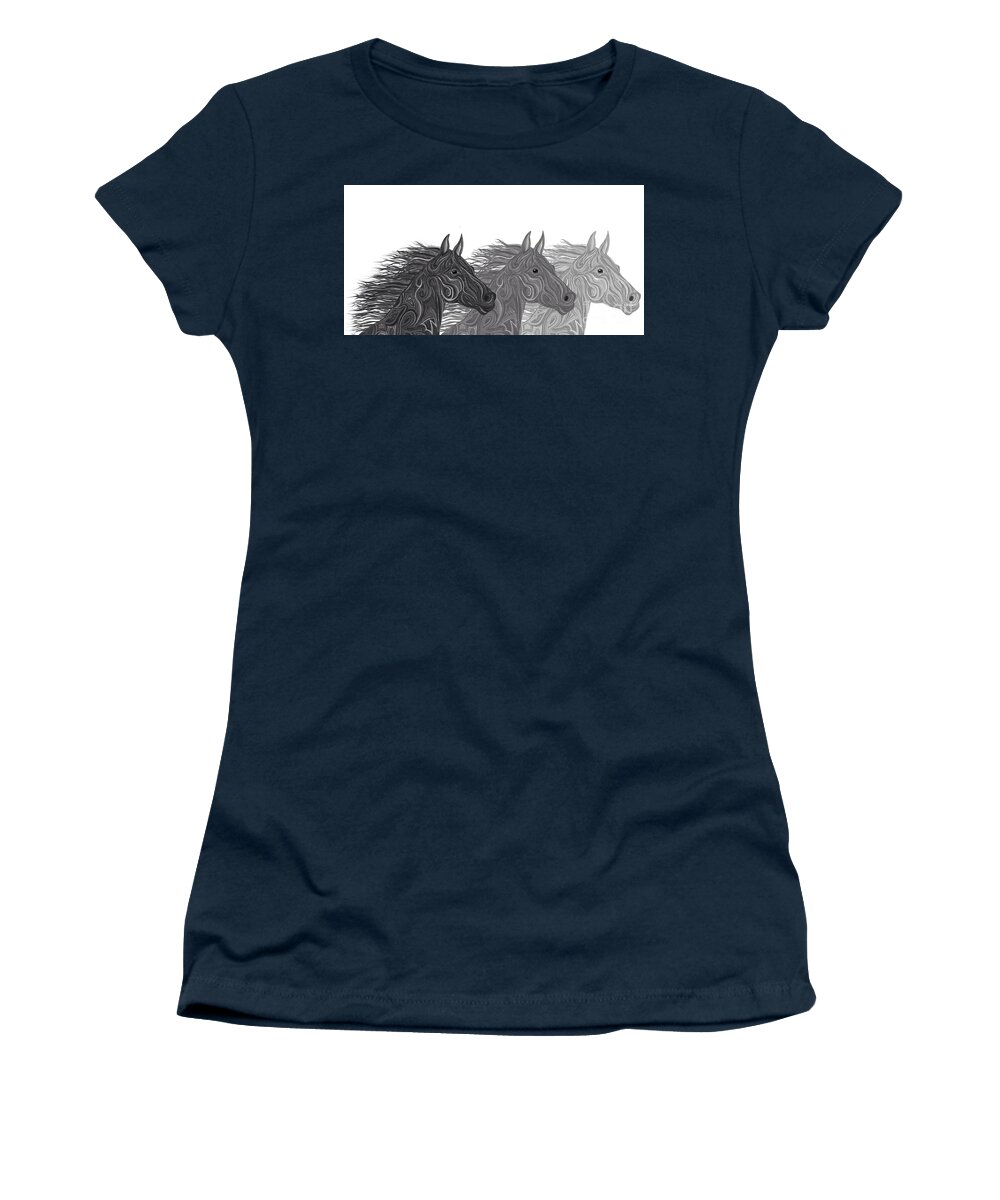 Stallions Women's T-Shirt featuring the drawing Stallions Shades by Nick Gustafson