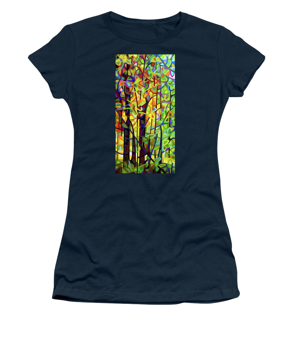 Abstract Women's T-Shirt featuring the painting Standing Room Only - crop by Mandy Budan
