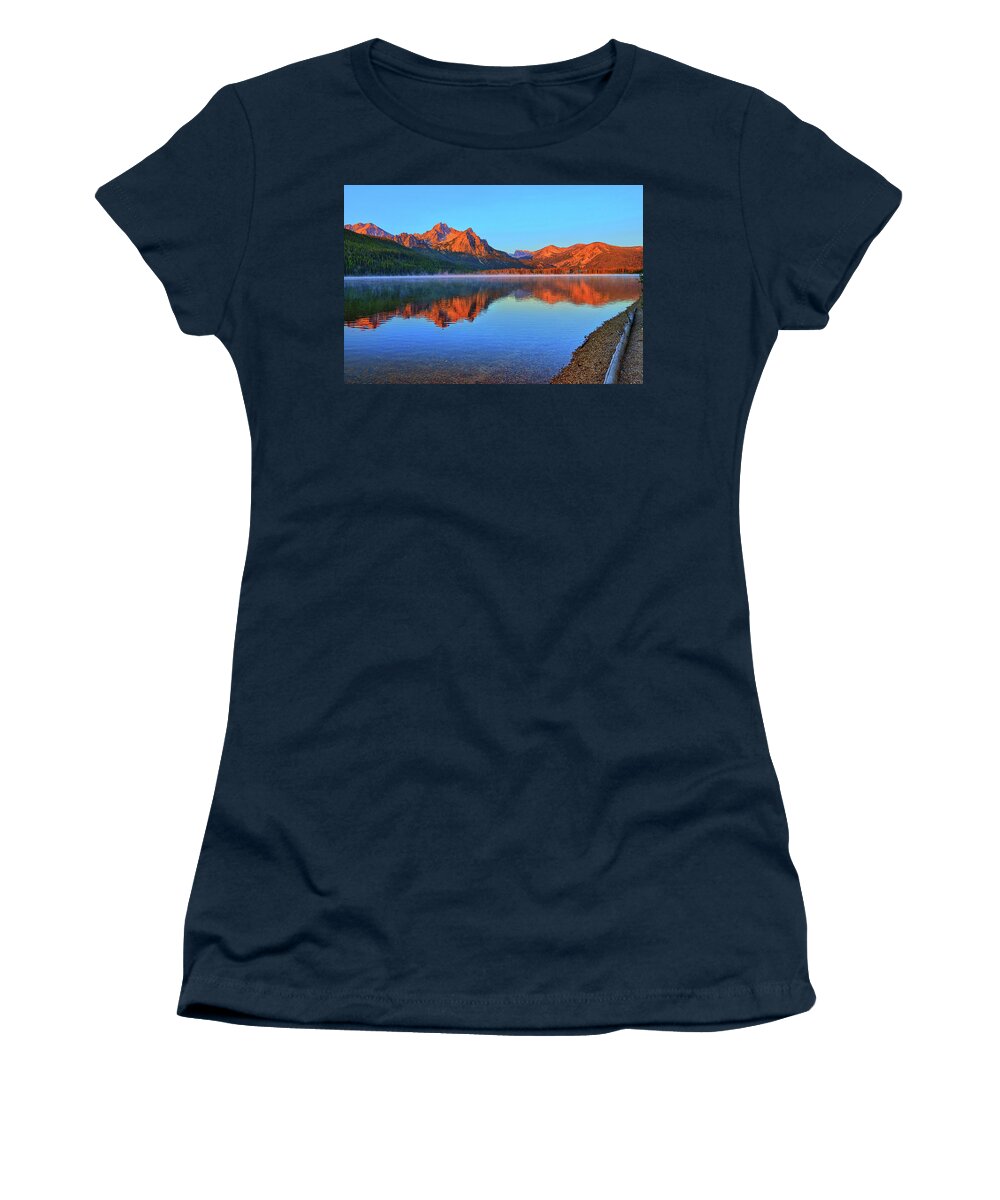 Stanley Lake Women's T-Shirt featuring the photograph Stanley Lake by Greg Norrell