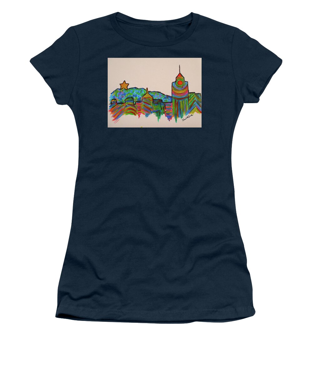 City Women's T-Shirt featuring the painting Star City Play by Kendall Kessler