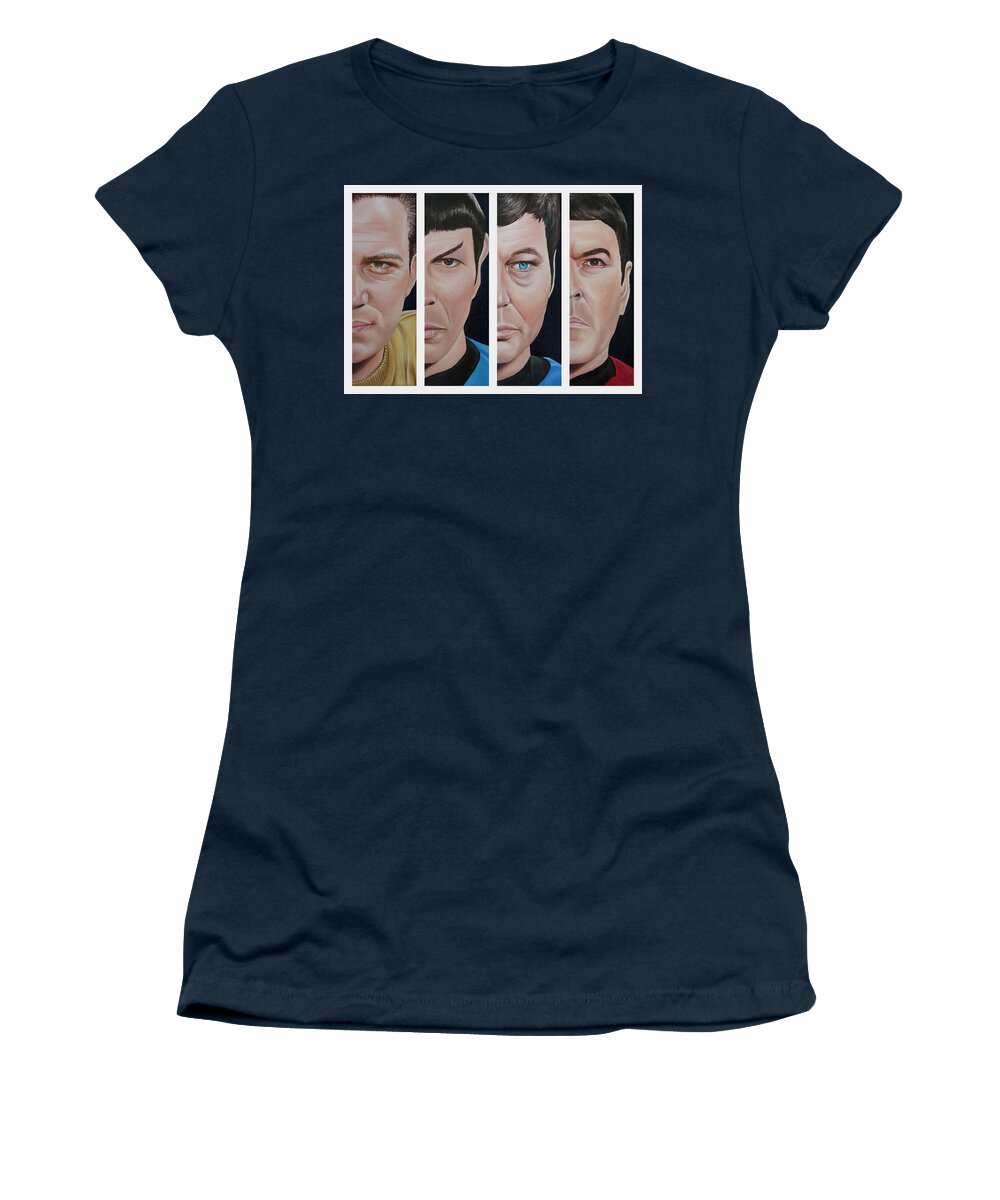 Star Trek Women's T-Shirt featuring the painting Star Trek Set One by Vic Ritchey
