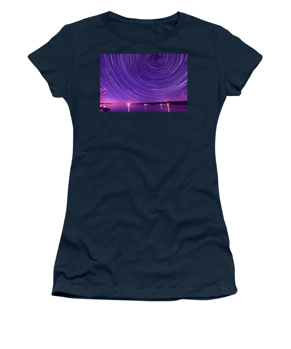 Star Women's T-Shirt featuring the photograph Starry night of Cayuga Lake by Paul Ge
