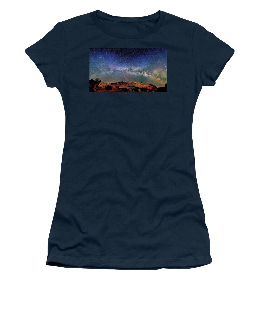 Starry Night Women's T-Shirt featuring the photograph Starry Night Over Mesa Arch by O Lena