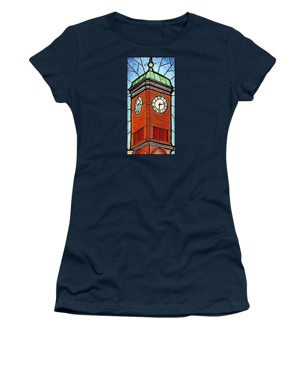 Clocks Women's T-Shirt featuring the painting Staunton Clock Tower Landmark by Jim Harris