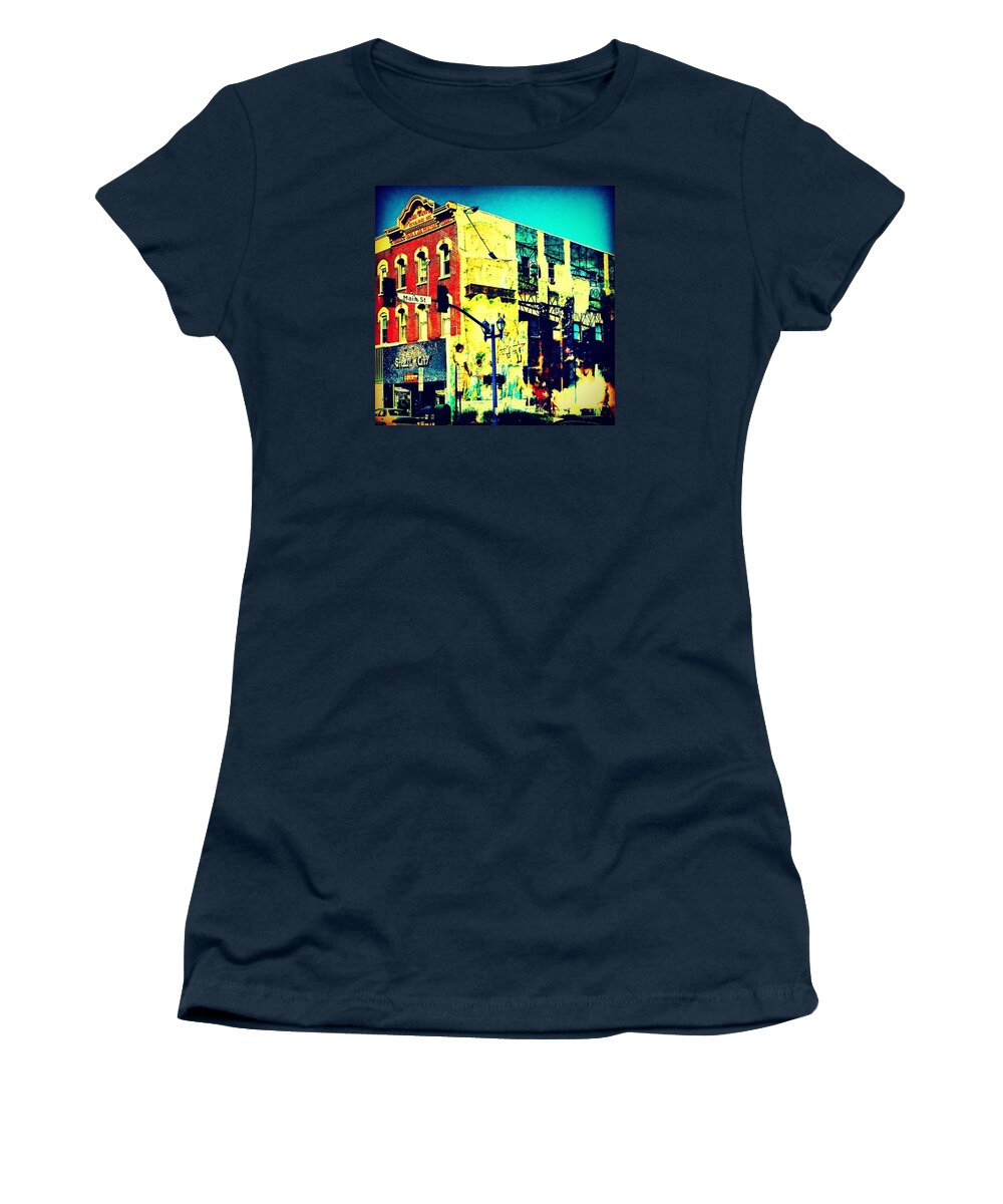 Building Women's T-Shirt featuring the photograph Steel City Coffee House by Sharon Halteman