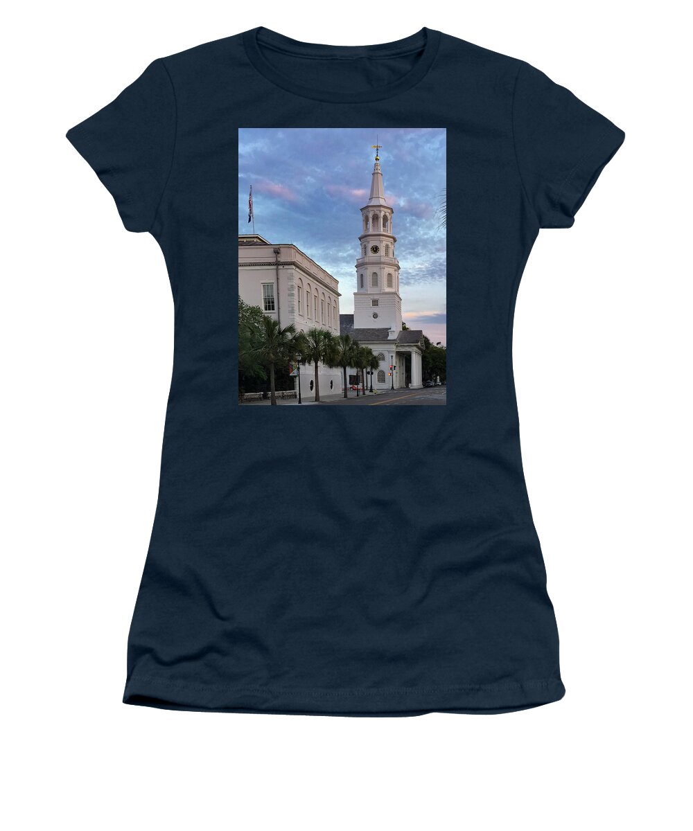 St. Michael's Women's T-Shirt featuring the photograph Steeple at Dusk by Patricia Schaefer