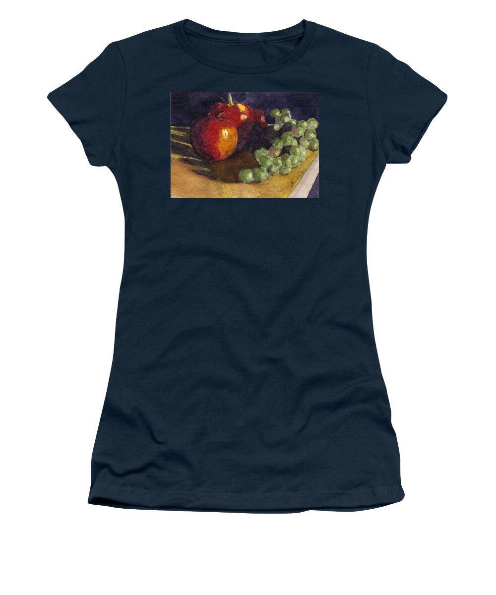 Watercolor Women's T-Shirt featuring the painting Still Apples by Lynne Reichhart