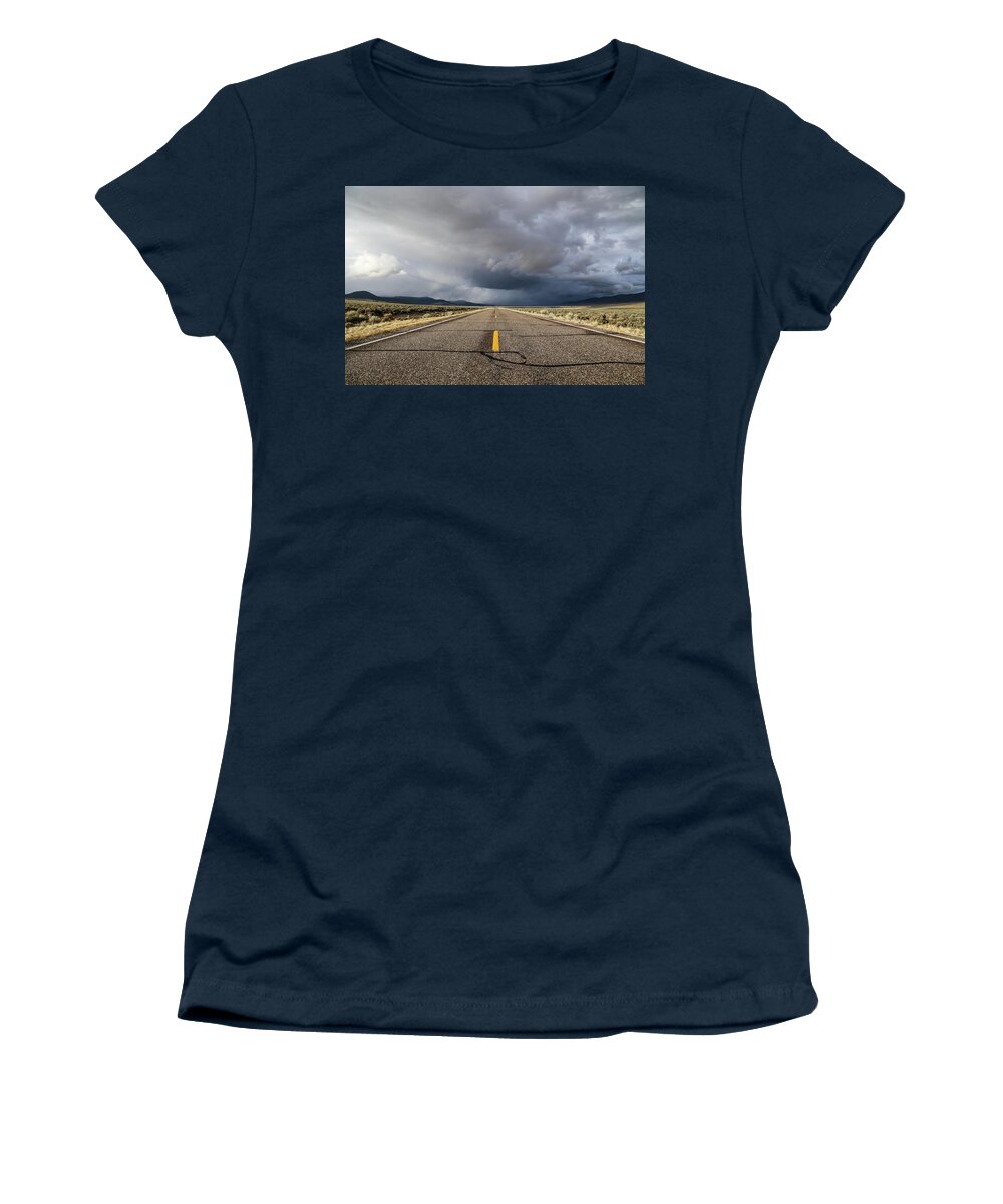 Usa Women's T-Shirt featuring the photograph Storm on a Utah road by Alberto Zanoni