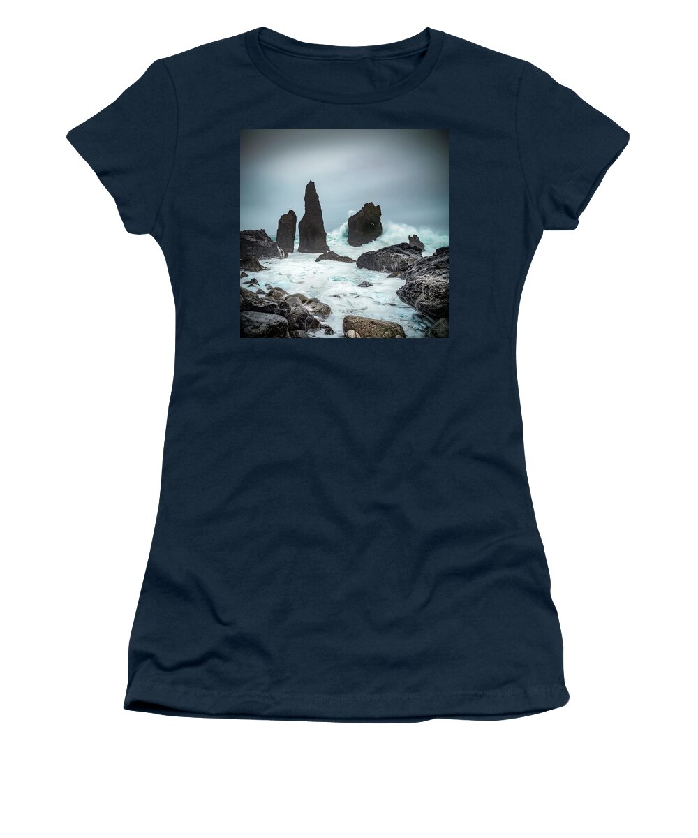Fulmar Women's T-Shirt featuring the photograph Stormy Iclandic Seas by Andy Astbury
