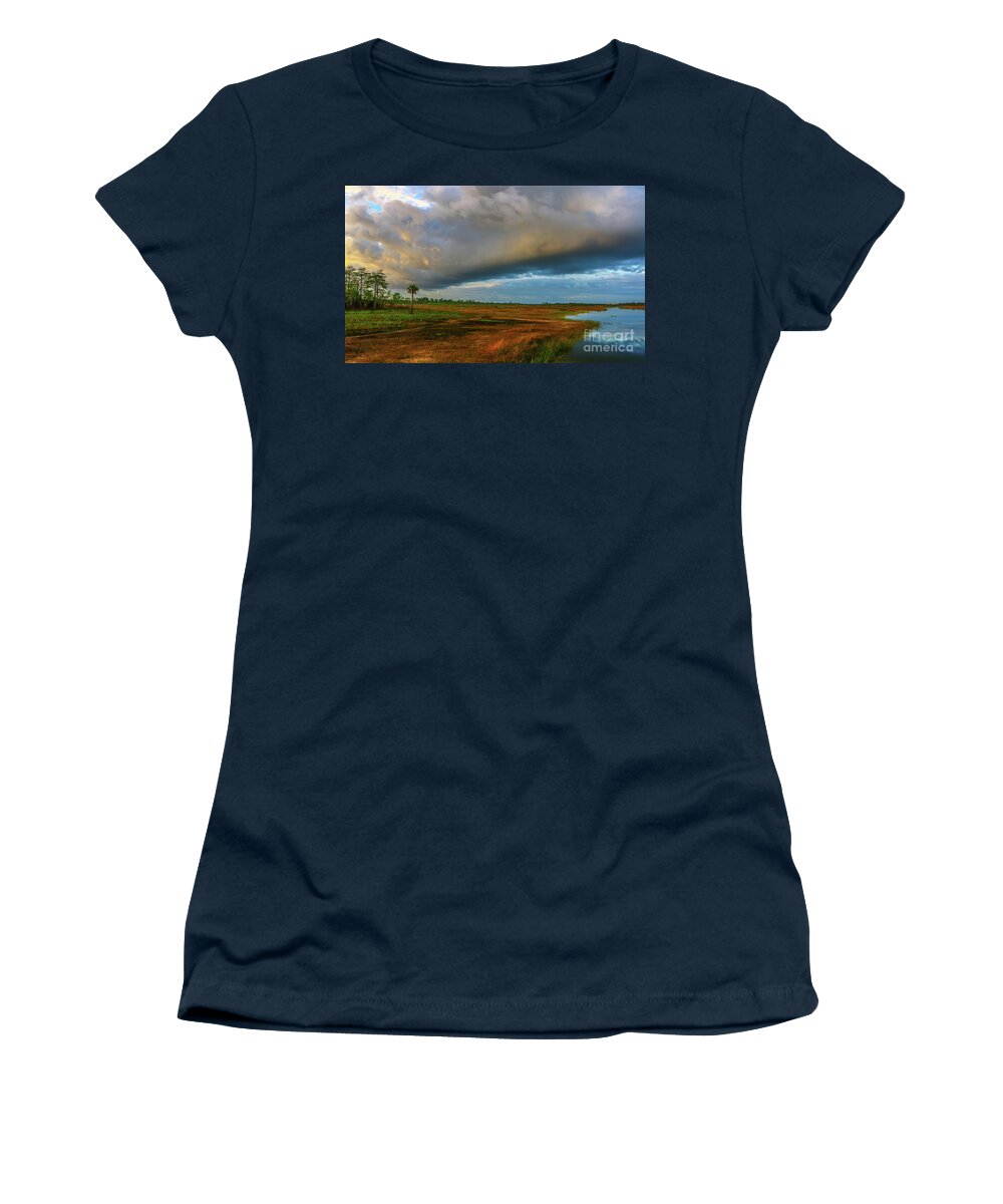 Storm Women's T-Shirt featuring the photograph Stormy Marsh by Tom Claud