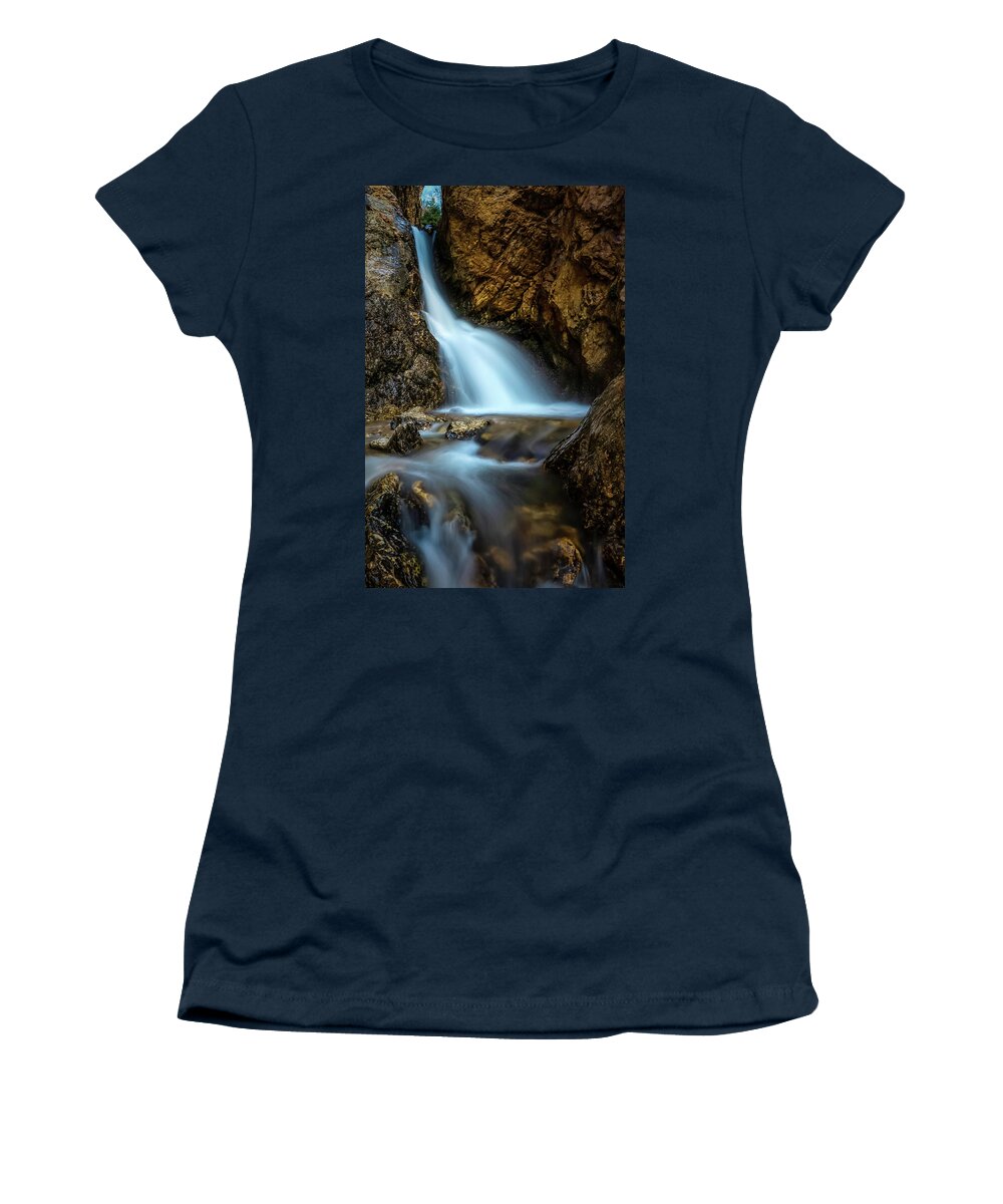 Waterfall Women's T-Shirt featuring the photograph Stormy Wasatch- Waterfall by Dave Koch
