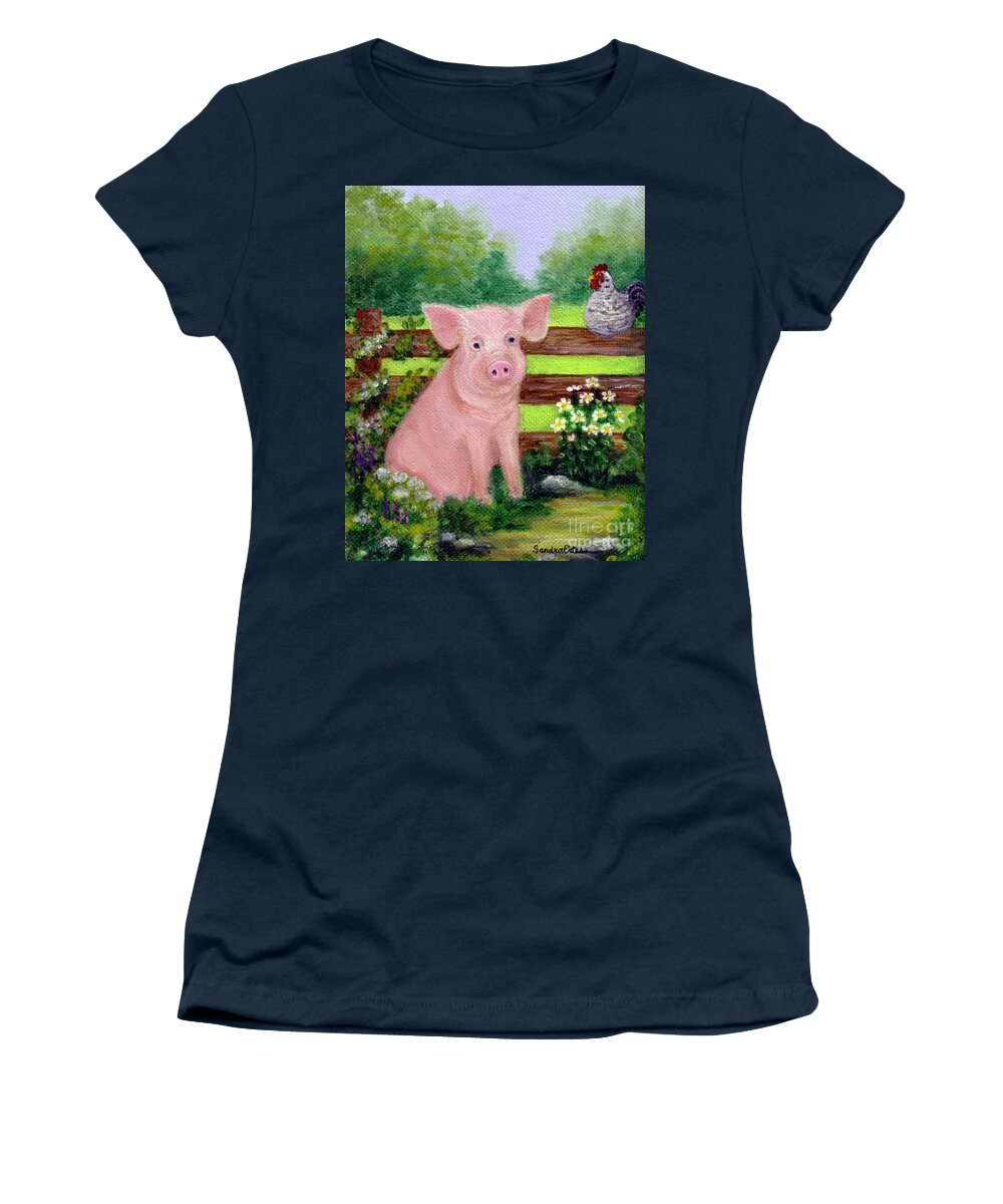 Pig Women's T-Shirt featuring the painting Storybook Pig by Sandra Estes