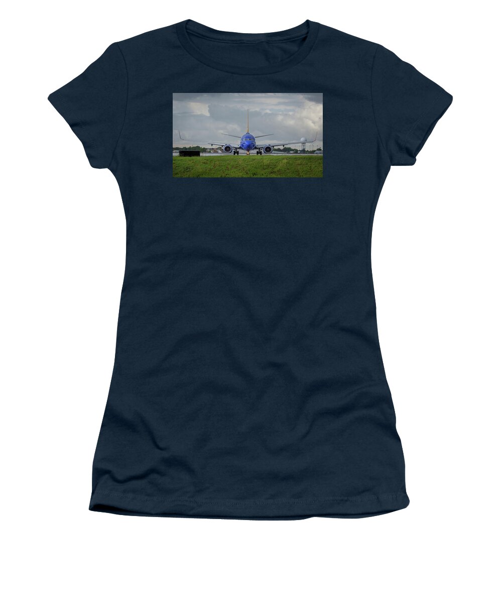 Aviation Women's T-Shirt featuring the photograph Straight At You by Guy Whiteley