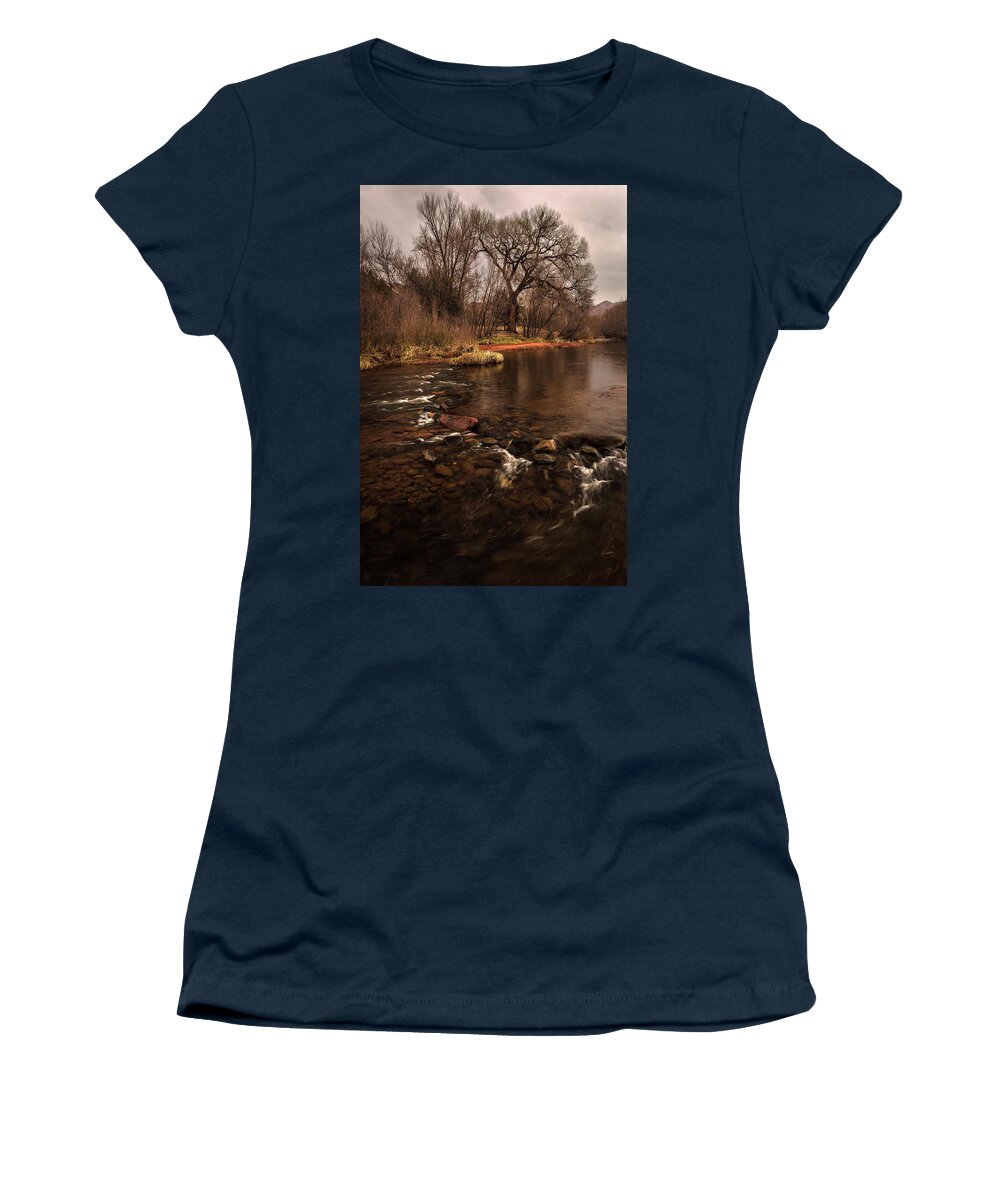 Tree Women's T-Shirt featuring the photograph Stream and Tree by Rick Strobaugh