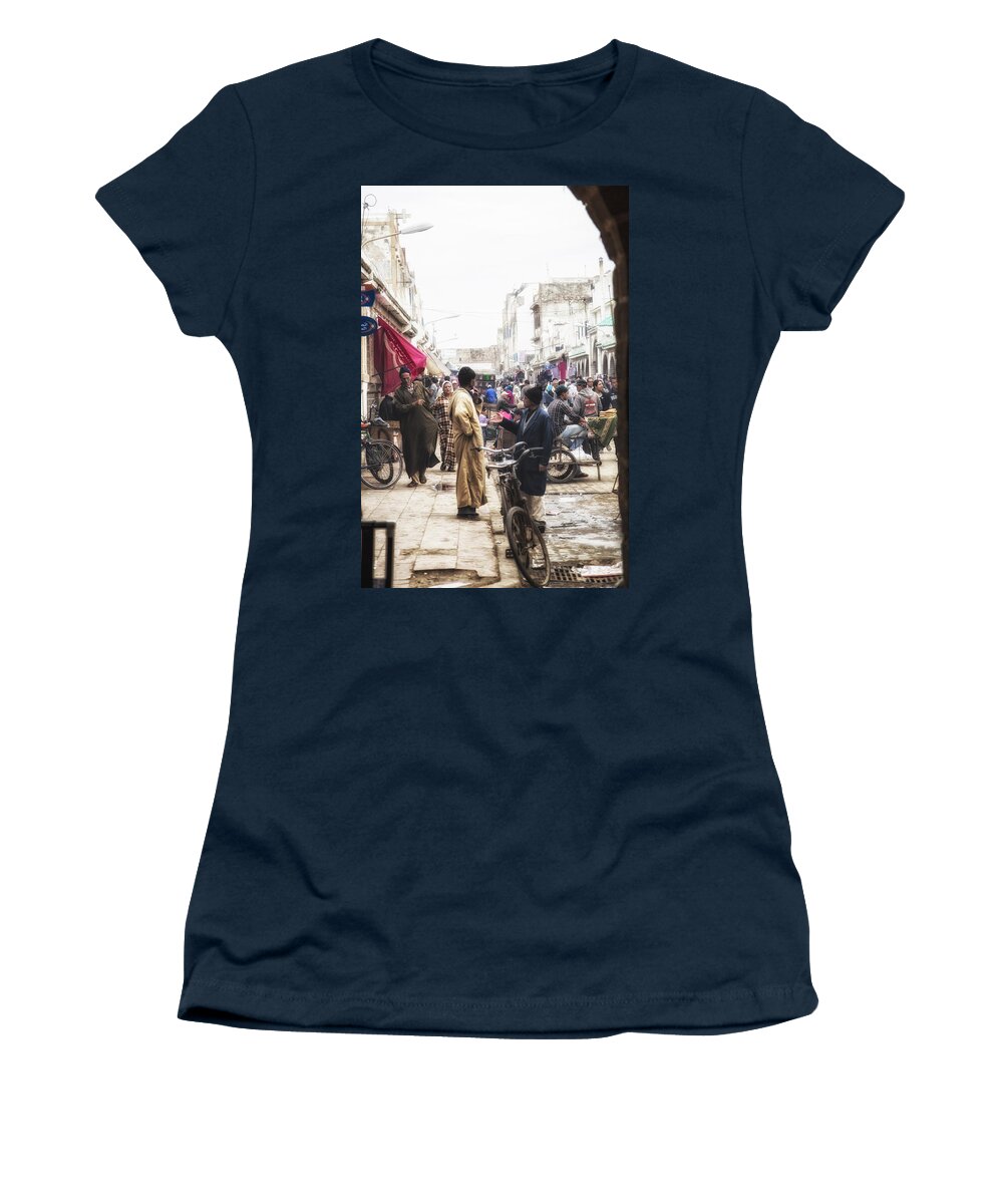 Medina Women's T-Shirt featuring the photograph Streets of Morocco by Kathy Adams Clark