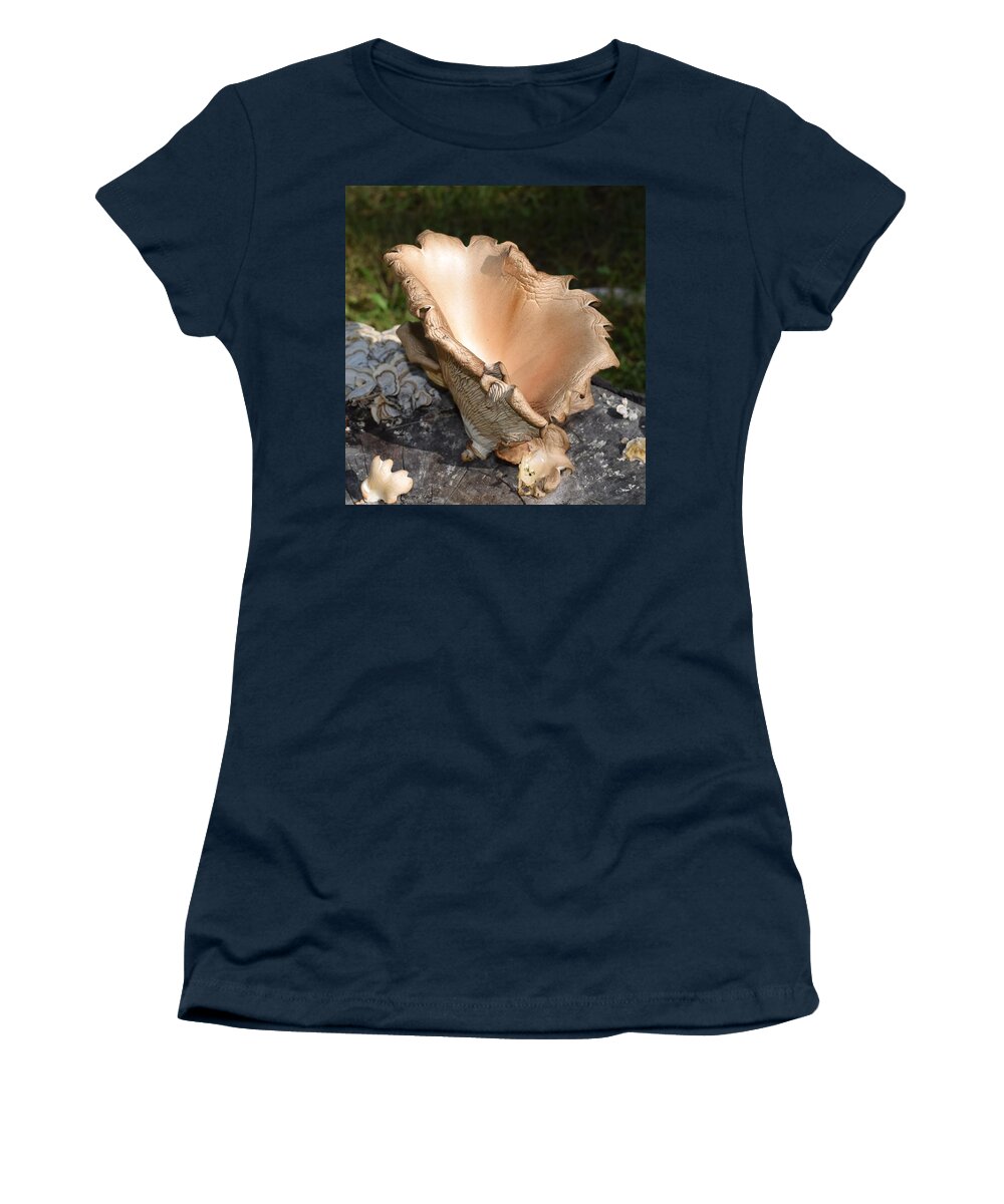 Mushroom Women's T-Shirt featuring the photograph Stump Mushroom by R Allen Swezey