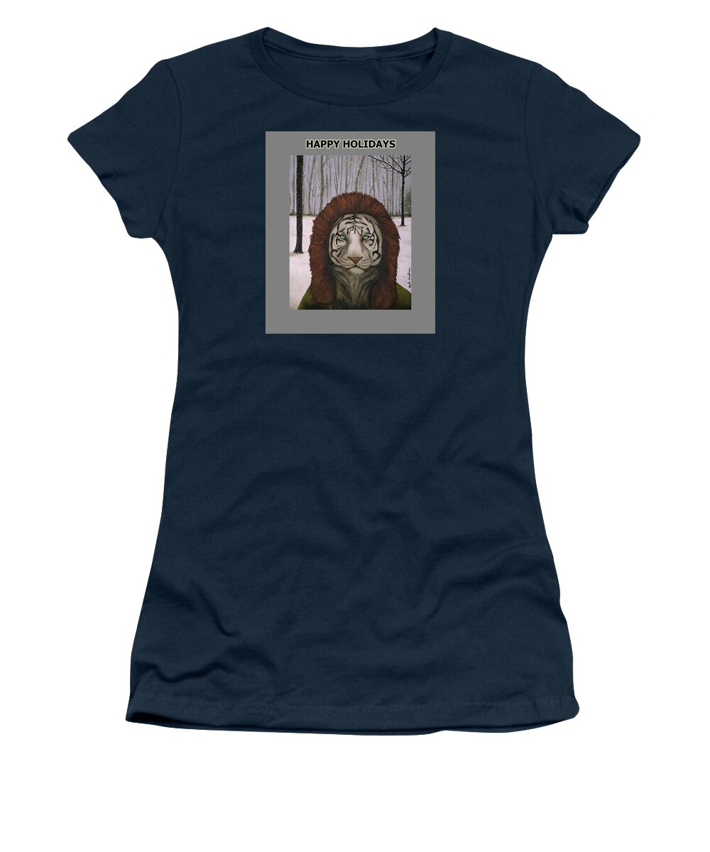Winter Women's T-Shirt featuring the painting Sub Zero for Holidays by Leah Saulnier The Painting Maniac
