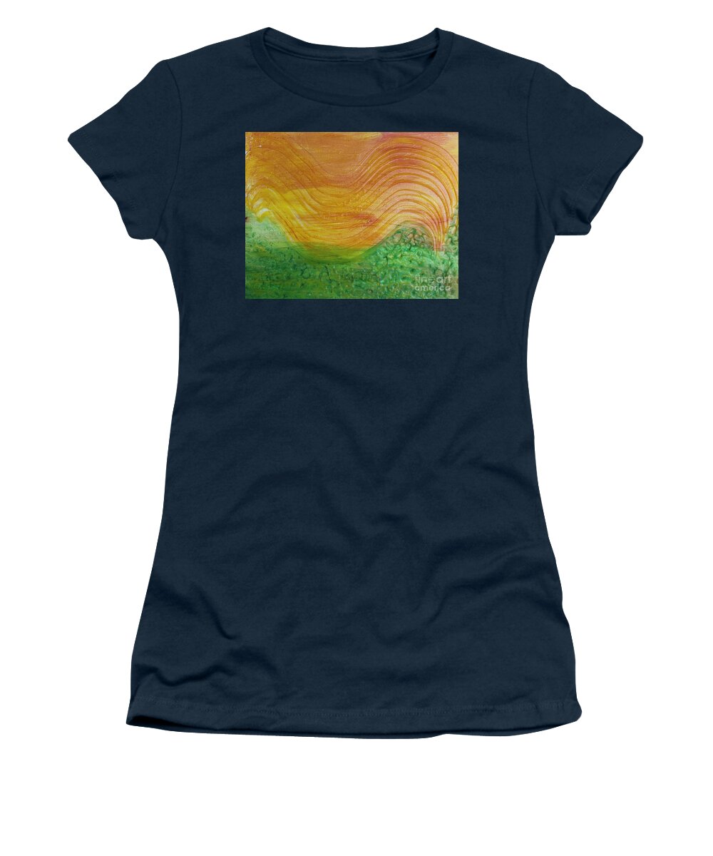 Sun Women's T-Shirt featuring the painting Sun and Grass in Harmony by Sarahleah Hankes
