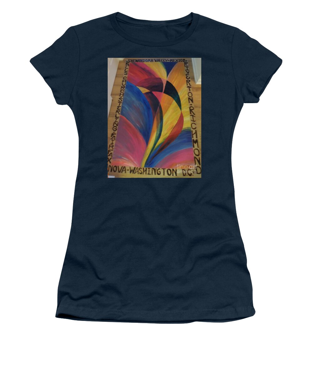 Floor Cloth Women's T-Shirt featuring the painting Sunburst FloorCloth by Judith Espinoza