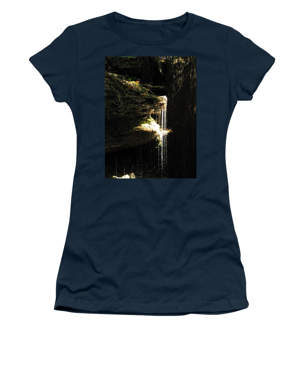 Sunlit Women's T-Shirt featuring the photograph Sunlit Falls by Stacie Siemsen